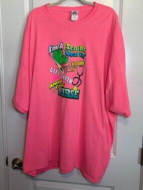Women's Size 5XL Pink Gildan "Scrub Wearin', Life Savin' Carin' Nurse" T-Shirt